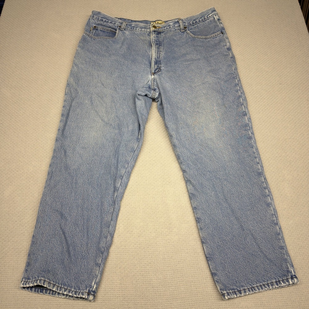 LL Bean Classic Fit Fleece Lined Jeans Mens 42x29 Light Wash Denim Insulated